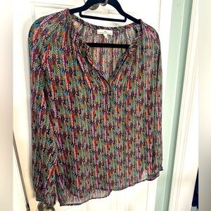 TK multi Color sheer long sleeve womens top medium